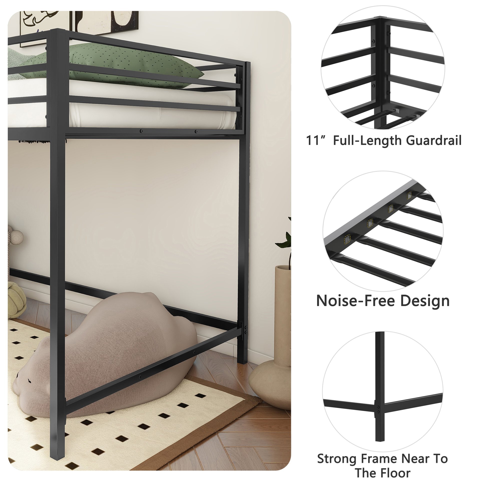 Adam - Junior Twin Loft Bunk - Black - Image 5