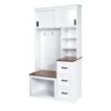 Modern Entryway Bench With Coat Rack, 3 Shelves And Drawers, 3 Sturdy Hooks, Wide Hall Tree With Storage Bench For Hallway - White - Image 9