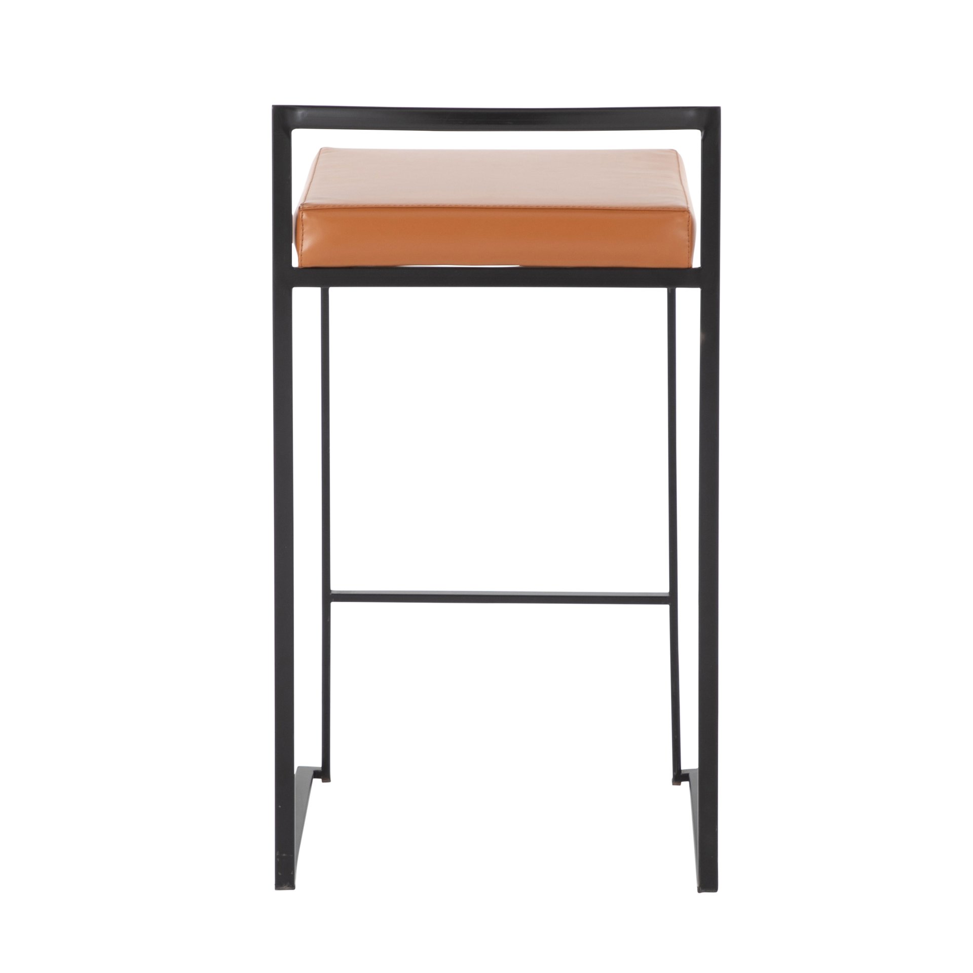 Fuji - Contemporary Stackable Counter Stool (Set of 2) - Black / Camel - Image 5
