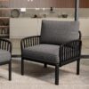 Outdoor Patio Club Chair, Modern Patio Furniture, Waterproof Thick Cushion Deep Seating For Porch, Balcony - Black / Dark Gray - Image 2