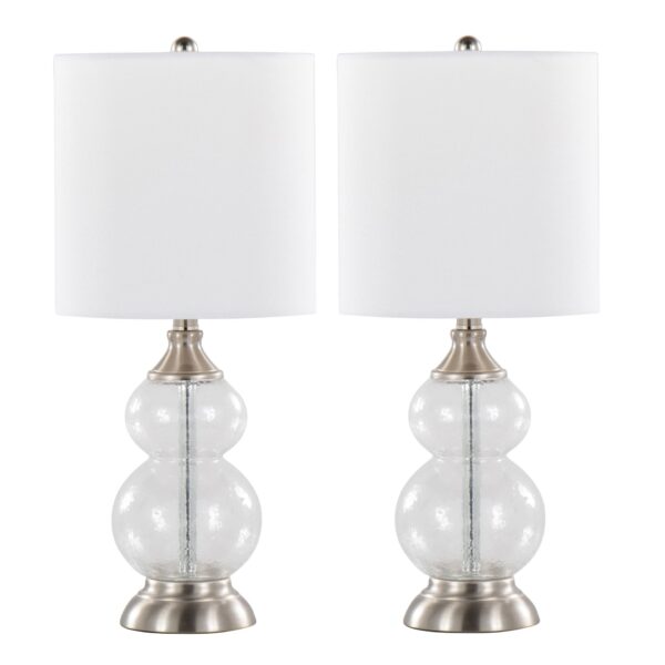 Belle - Contemporary Clear Wrinkle Lamp (Set of 2) - Nickel / White