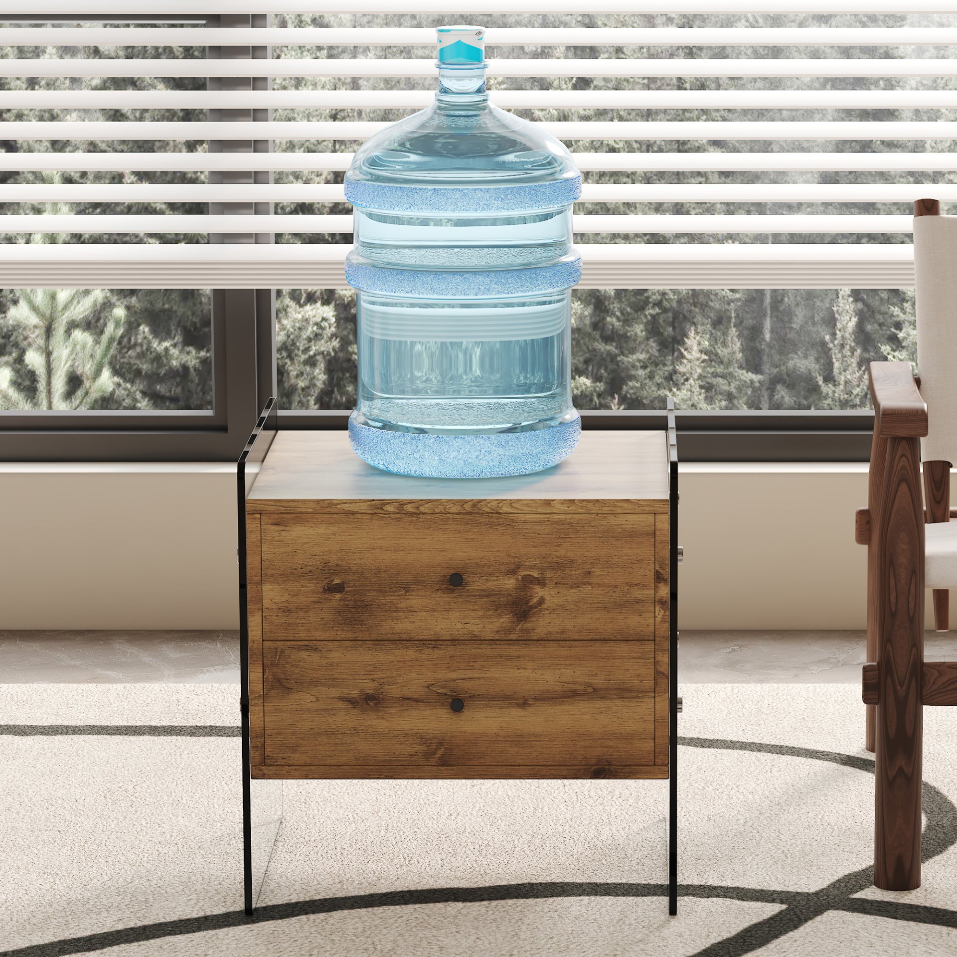 Double Drawer Bedside Table - Wood - Image 10