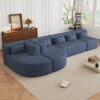 Upholstered Sofa Free Combined Sofa Couch With 2 Chaise Lounge And 5 Back Pillows For Living Room - Blue - Image 4