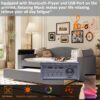 Twin Size Upholstered Daybed With Storage Armrests, Trundle And Latest Integrated Bluetooth Audio System - Gray - Image 16