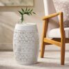 Transitional Ruby - Side Table With Lace Cut Design - White - Image 4