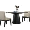 Jasper - 3 Piece Wide Contemporary Round Dining Table With Beige Fabric Chairs (Set of 3) - Ebony Black - Image 12