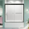 Semi-Frameless Double Sliding Tub Door, Bypass Bathtub Shower, 1 / 4" (6Mm) Thick SGCC Tempered Glass Door - Black - Image 2