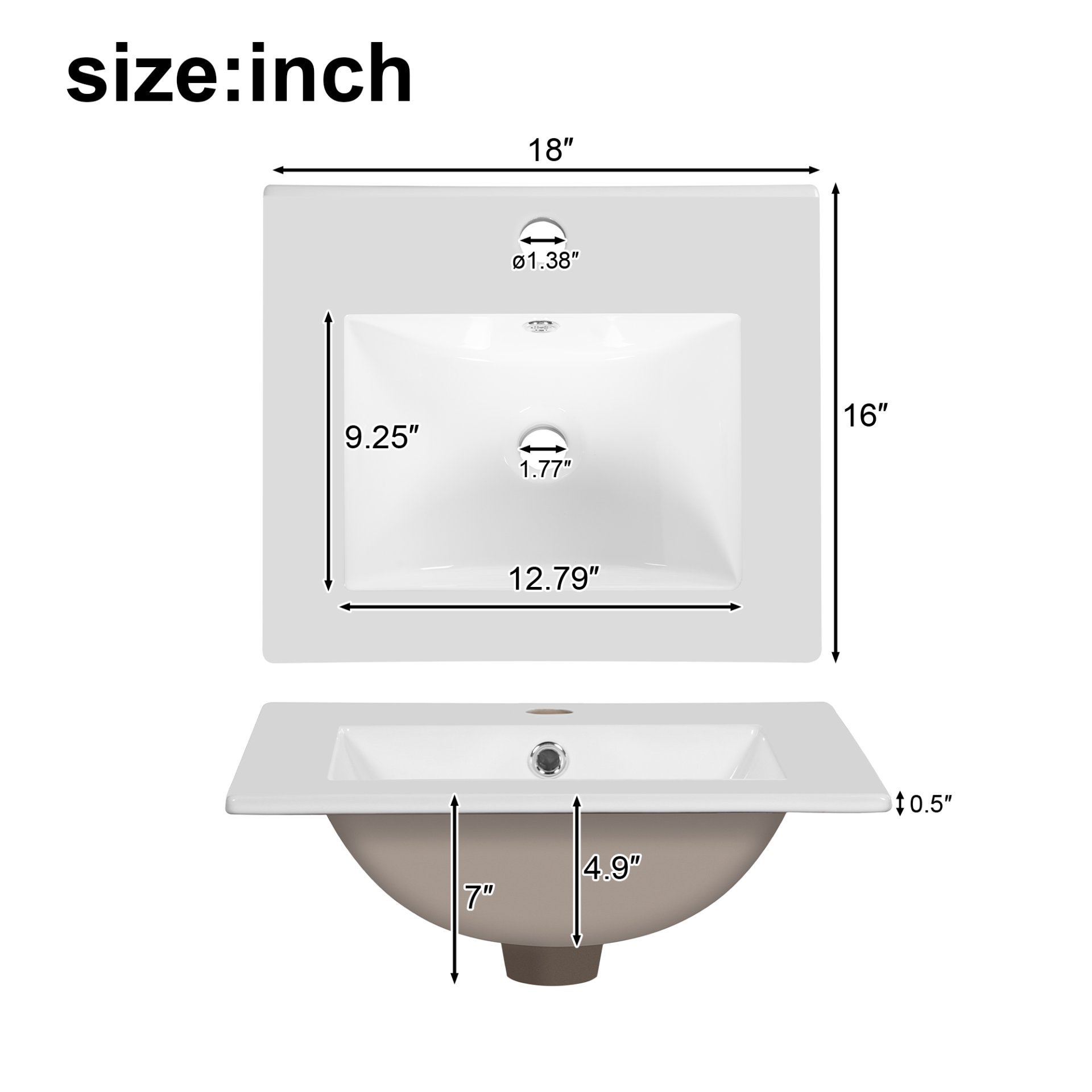 18" Bathroom Vanity With Sink, Soft Close Drawers, Door Organizer, Divider Drawer, Adjustable Foot Pads - Black - Image 12