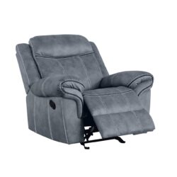 Zubaida - Two Tone Velvet Glider Recliner - Gray