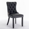 Nikki - Modern, High-End Tufted Solid Wood Contemporary And Velvet Upholstered Dining Chair With Wood Legs Nailhead Trim (Set of 2) - Black / Gray - Image 4