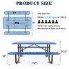 Expanded Rectangular Picnic Table - Blue - Metal - Image 7