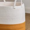 Francis Cotton Round Laundry And Storage Basket - Orange / White - Image 5