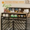 Wooden Dog Crate Furniture With Divider And Storage Drawers For Large Dogs - Rustic Brown - Image 11