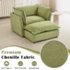 Modern Armchair Sofa Cozy Upholstered Sofa Chair With Movable Ottoman, Wide Seat - Green - Image 6