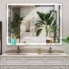 LED Bathroom Vanity Mirror Wall Mounted, Adjustable White / Warm / Natural Lights Anti-Fog Touch Switch With Memory Modern Smart Large Bathroom Mirrors - Silver - Image 16