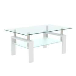 Clear Coffee Table, Modern Side Center Tables - White