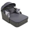 Outdoor Sunbed With Adjustable Canopy, Double Lounge, PE Rattan Daybed Wicker And Cushion - Gray - Image 8