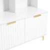 Modern Large Storage Hall Tree With Bench, Luxurious Coat Rack With 6 Hooks And Legs For Entryway, Living Room - White / Gold - Image 13