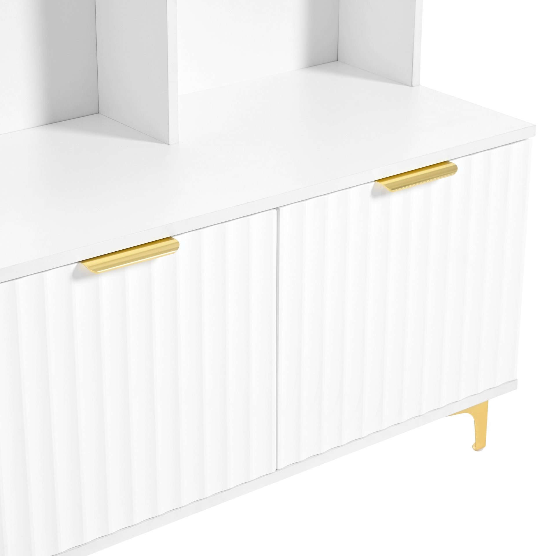 Modern Large Storage Hall Tree With Bench, Luxurious Coat Rack With 6 Hooks And Legs For Entryway, Living Room - White / Gold - Image 13