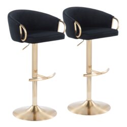 Claire - Contemporary / Glam Adjustable Bar Stool (Set of 2) - Gold / Black