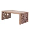 Rustic Carved Wood Coffee Table, Handcrafted Look With Ornate Side Panels - Natural - Image 6