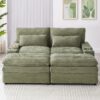 Convertible Loveseat Sofa With Storage And USB Ports - Green - Image 5