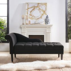 Harrison - Tufted Roll Arm Chaise Lounge - Jet Black
