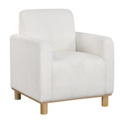 Mason - Boucle Fabric Arm Chair With Wooden Legs - White