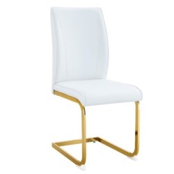 Luxury Simple Arch Chair (Set of 2) High Resilience Dining Chair With Arched Metal Legs Material - White / Black