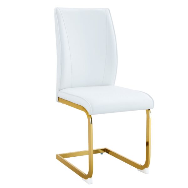 Luxury Simple Arch Chair (Set of 2) High Resilience Dining Chair With Arched Metal Legs Material - White / Black