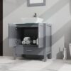 Bathroom Vanity And Sink Combo Glass Top Cabinet With Mirror - Gray - Image 4