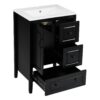 Retro Style Bathroom Vanity With Sink, Soft Closing Cabinet And Drawers - Black - Image 14
