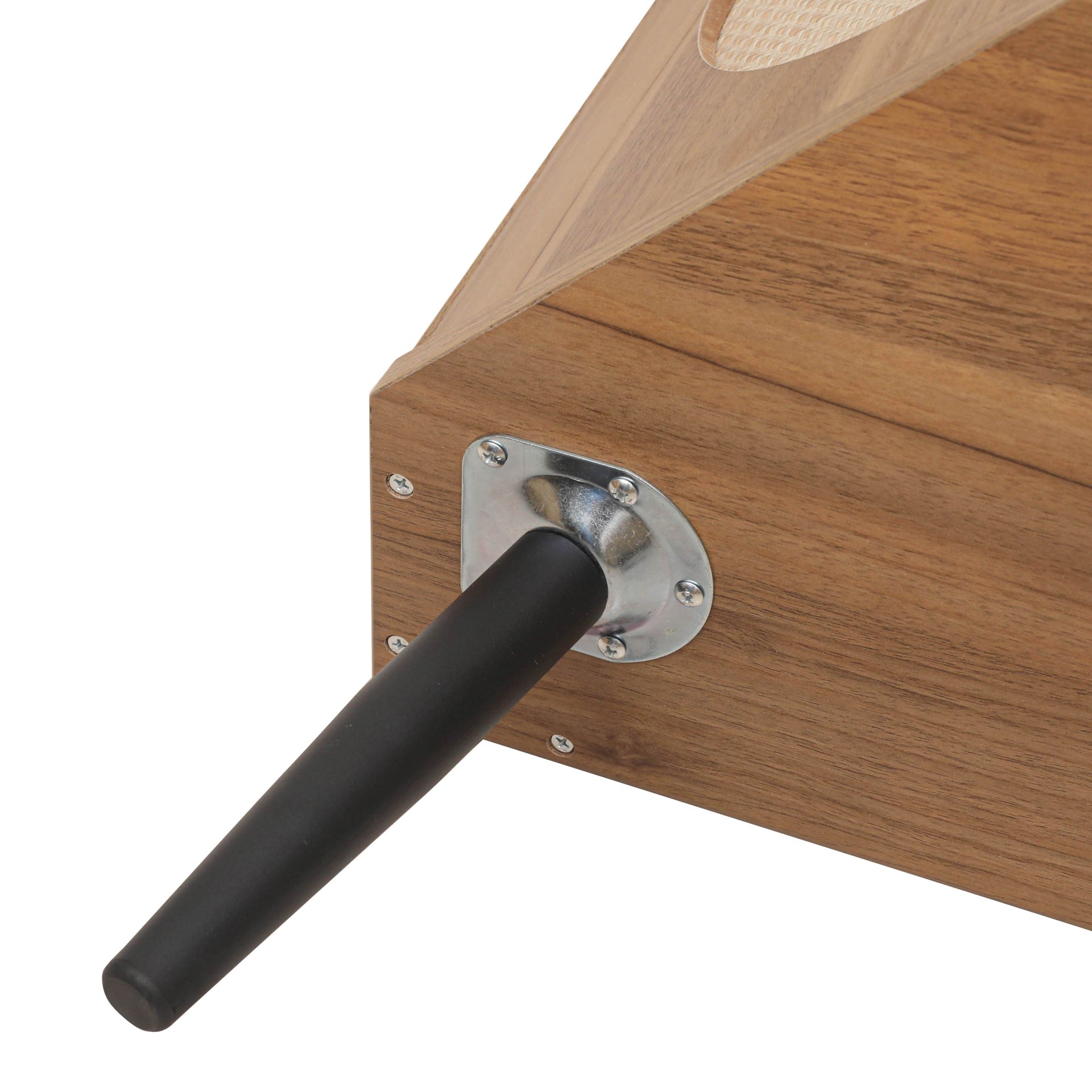 Corner Cabinet, Rattan Door, Freestanding Corner Tables For Small Spaces, Corner Shelf Stand For Living Room, Kitchen, Bathroom, Bedroom - Walnut - Image 17