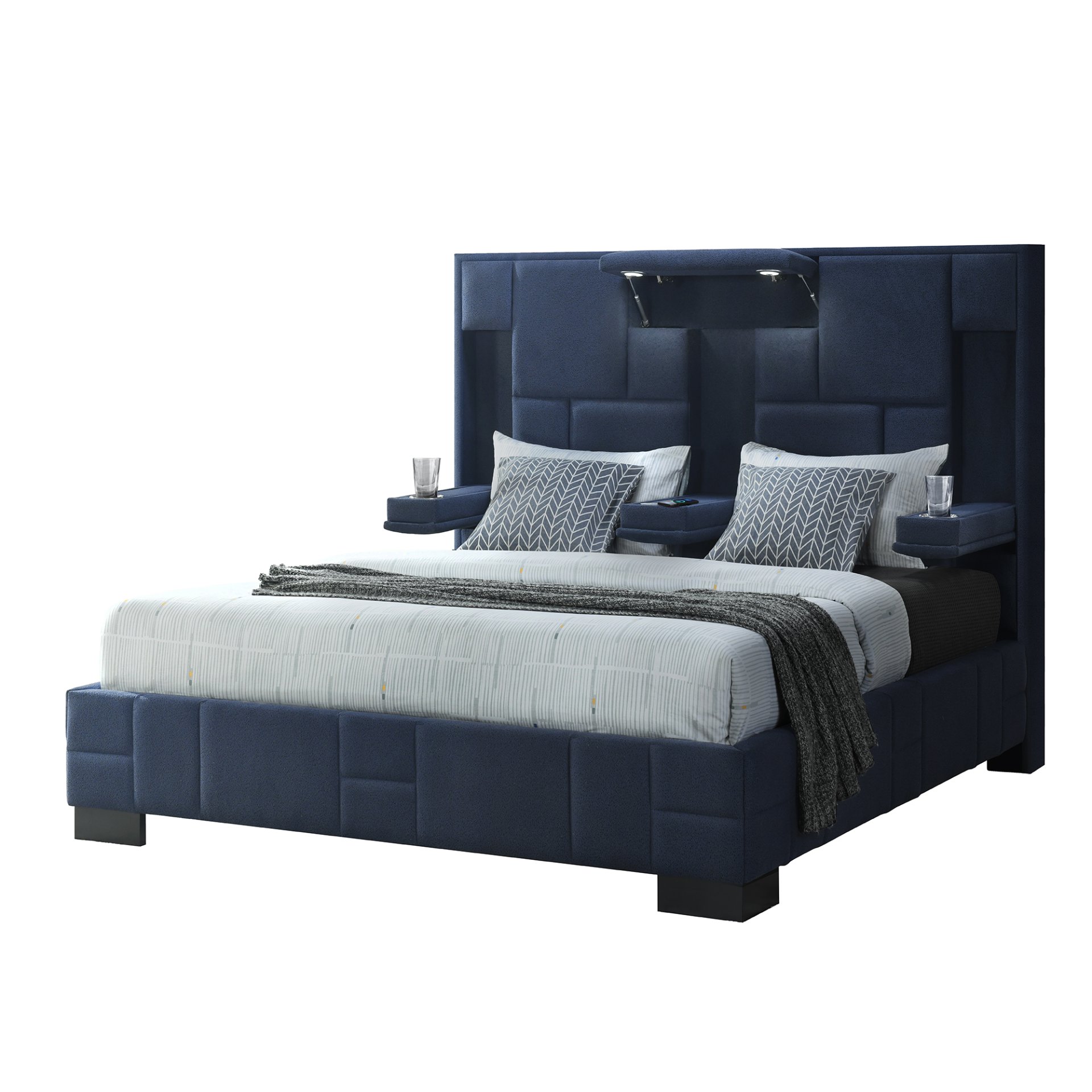 Yaris - Queen Bed - Navy Blue - Image 4