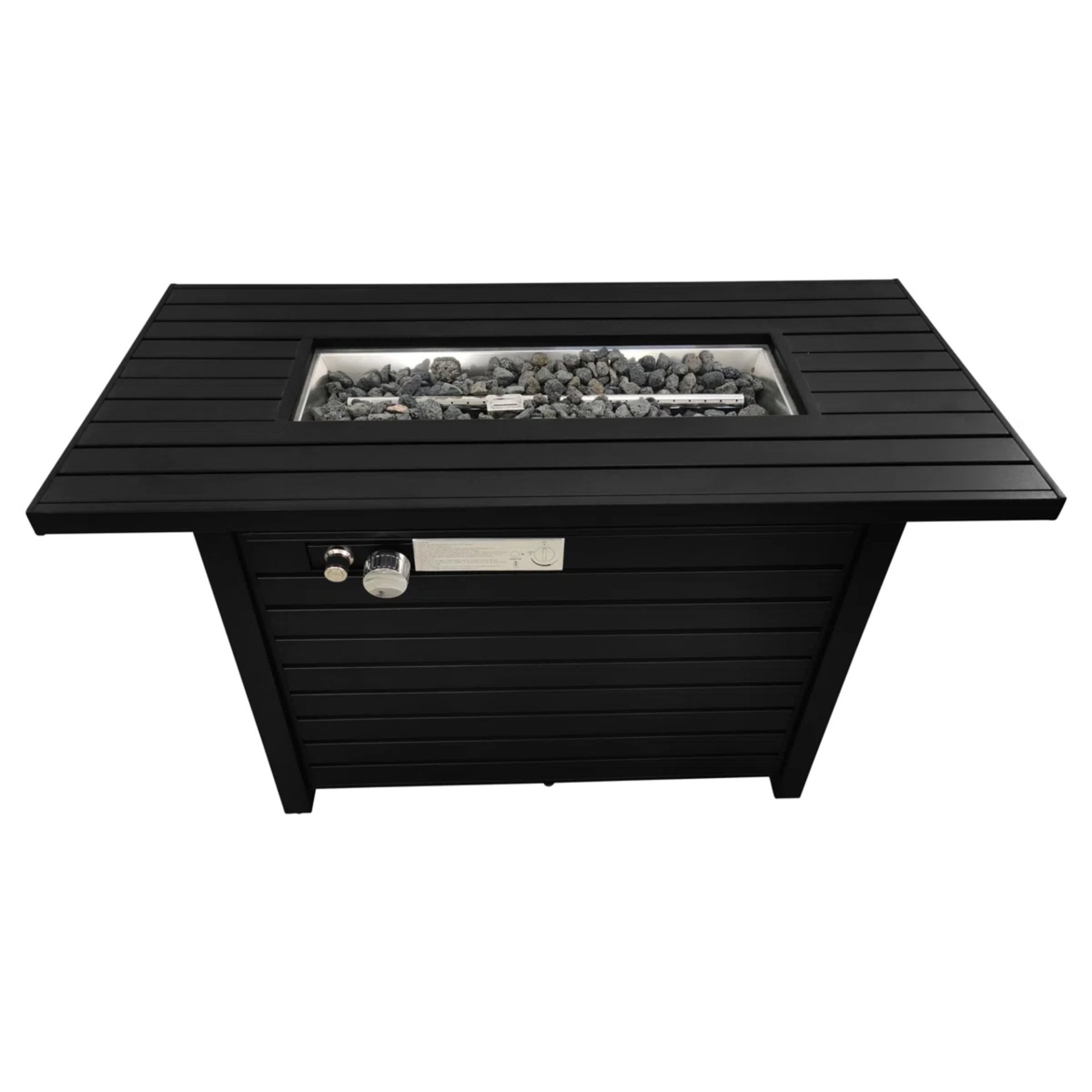 Outdoor Fire Pit Table With Lid, Modern Design - Black - Image 5