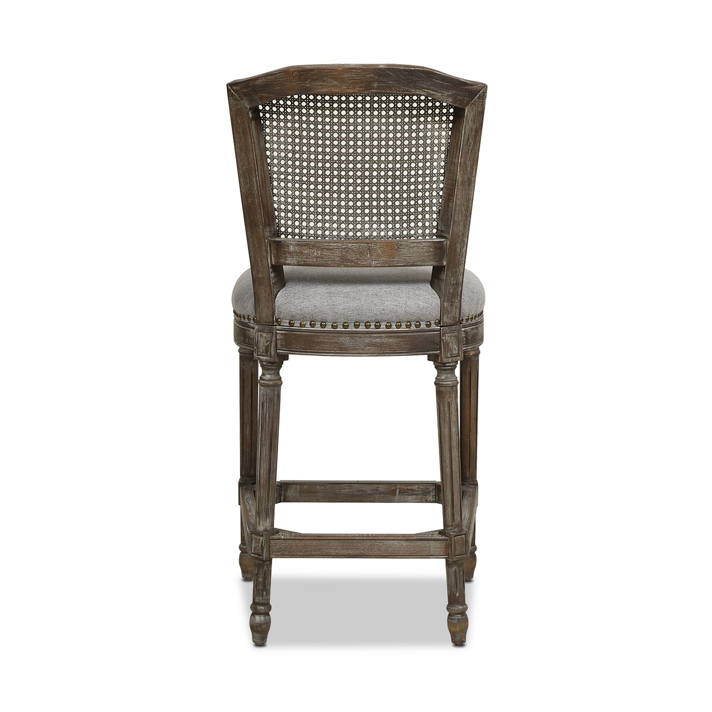 Triomphe - Rattan Wicker High Back Armless Counter Bar Stool - Heathered Gray - Image 13