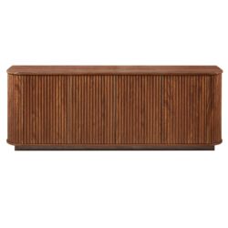 Contemporary Sideboard Storage Cabinet TV Stand With Wave Pattern - Walnut