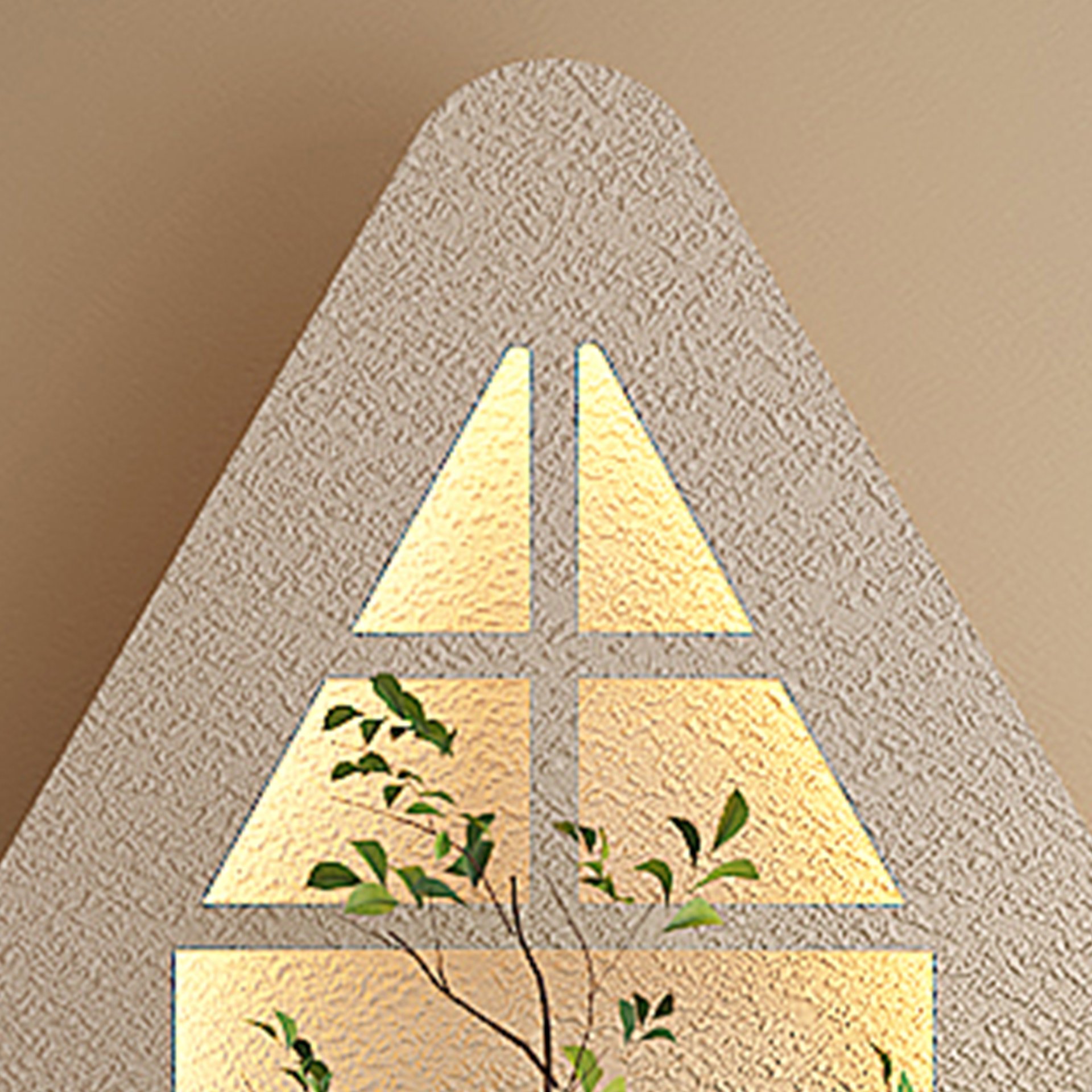 Adjustable 3 Color LED Sandstone Wall Decor With Simulated Plants, Glass Vase & Rabbit Statue - Light Coffee - Image 11