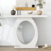 Console Table With Oval Base And Reinforced Bottom Plate For Stability - Beige - Image 2