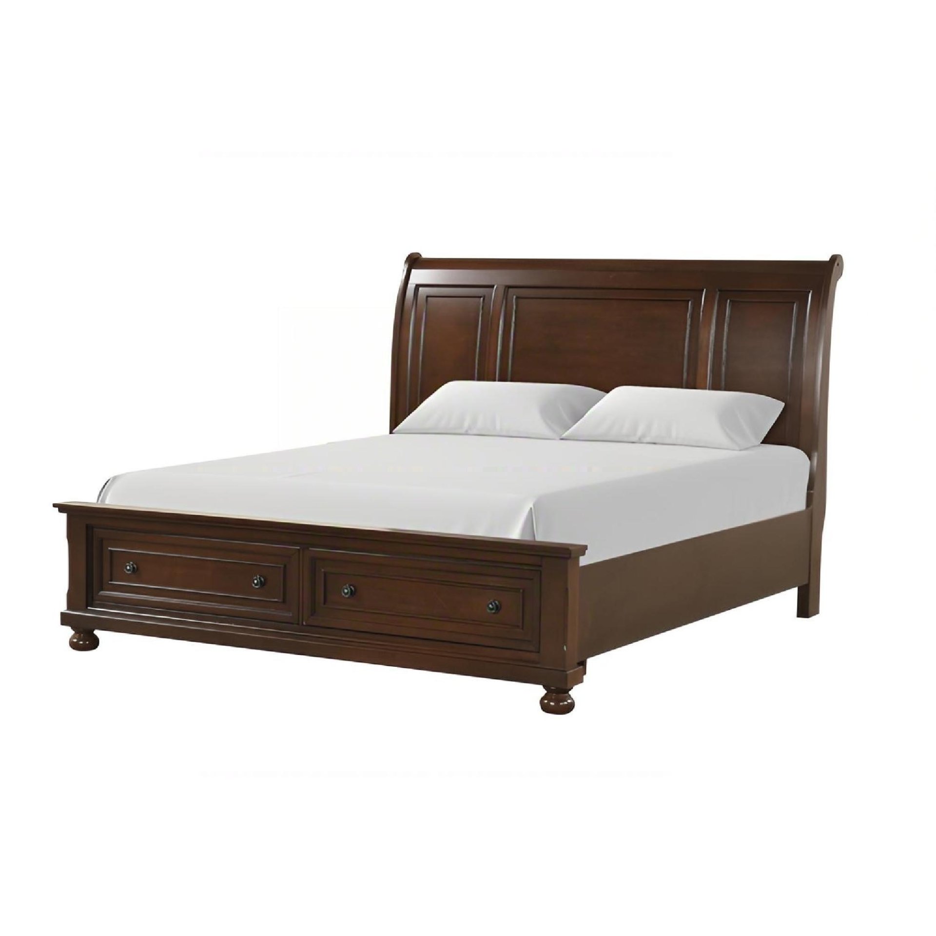 Meade - Queen Bed, Platform Frame, Storage Drawers And Full Extension Design - Dark Cherry - Image 4