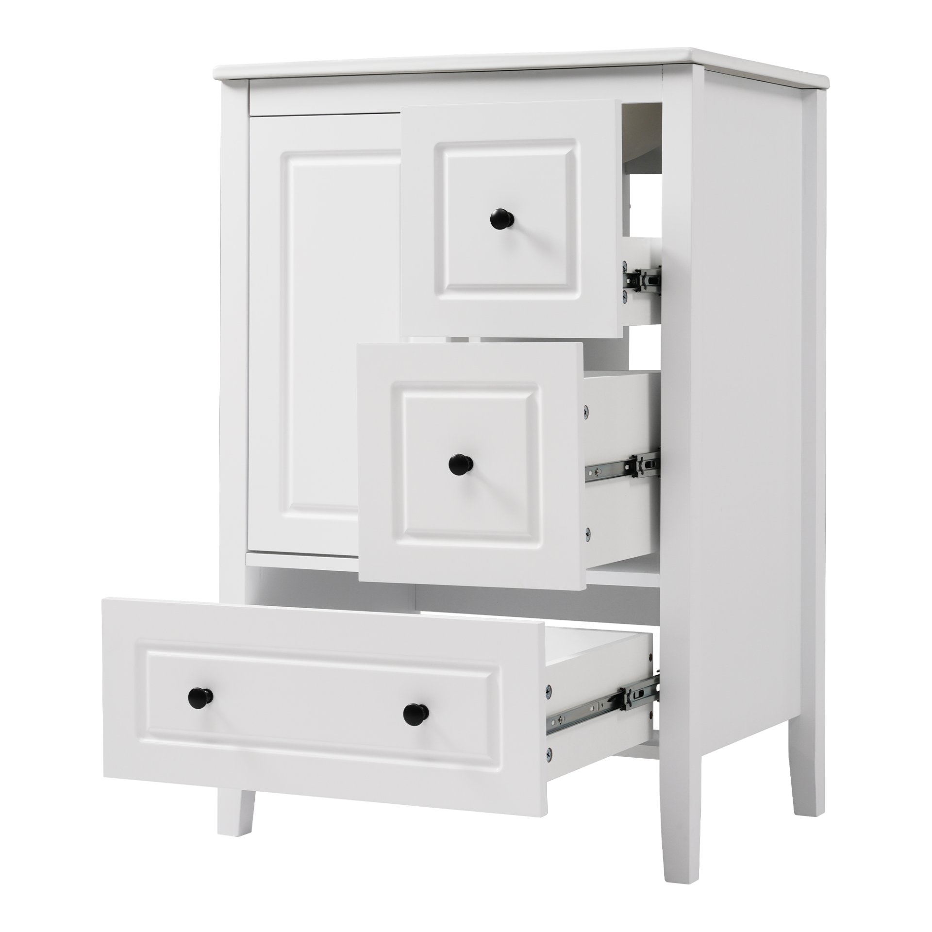 Retro Bathroom Vanity With Sink, Soft Closing Cabinet & Drawers - White - Image 15