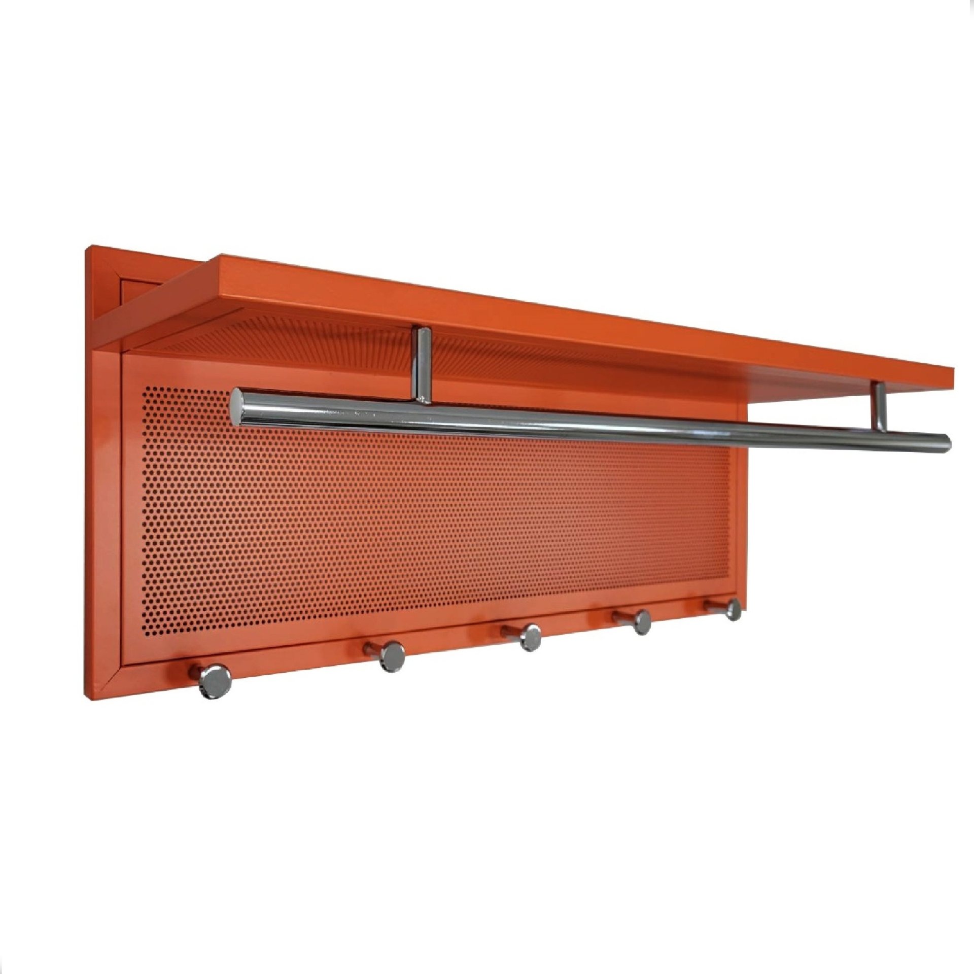 Esyspot - Metal Powder Coating Hook Wall Mounted With Shelf - Orange / Chrome - Image 4