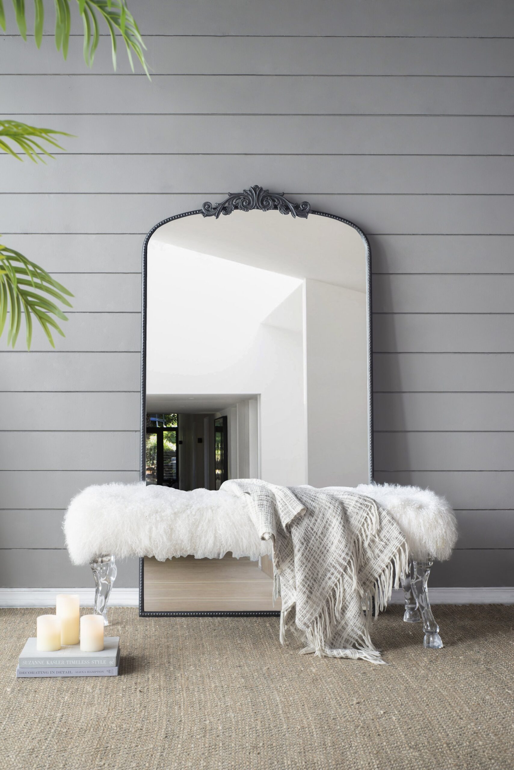 Full Length Mirror, Arched Mirror Hanging Or Leaning Against Wall, Large Mirror For Living Room - Black - Image 3