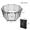 Adjustable Safety Gate 8 Panels Play Yard Metal Doorways Fireplace Fence Christmas Tree Fence Gate For House Stairs Gate Prohibited Area Fence - Black - Image 2