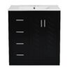 Bathroom Vanity With Ceramic Sink Combo, Frame Bathroom Storage Cabinet, Freestanding Vanity Set With 3 Drawers & Soft Closing Doors - Black - Image 10