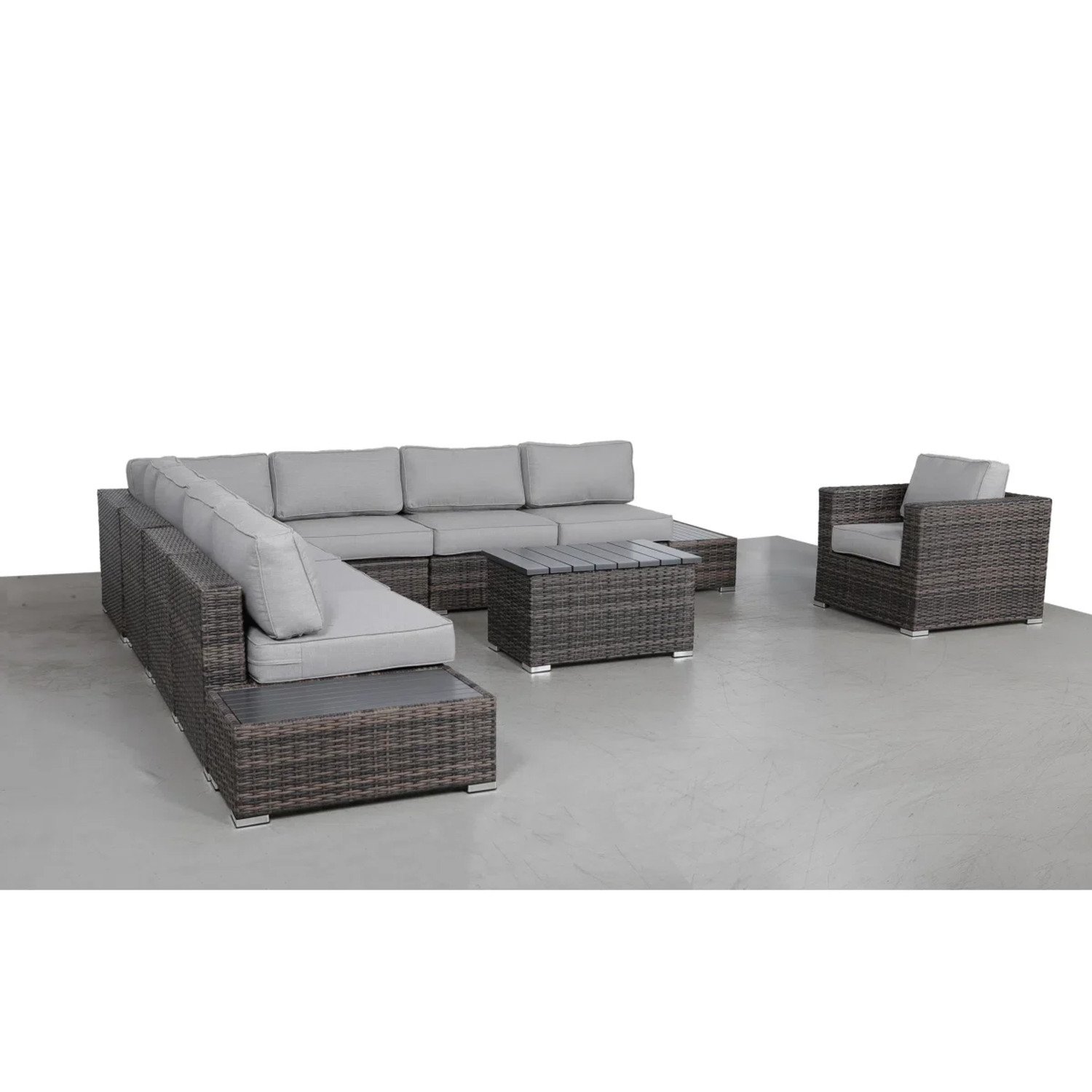 Wicker Patio Seating Group For 7 With Plush Cushions - Brown - Image 5