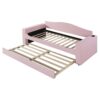 Twin Size Upholstered Daybed With Storage Armrests, Trundle And Latest Integrated Bluetooth Audio System - Pink - Image 3