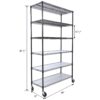6 Tier 6000Lbs Capacity Nsf Metal Shelf Wire Shelving Unit, Heavy Duty Adjustable Storage Rack With Wheels & Shelf Liners For Commercial Grade Utility Steel Storage Rack - Black - Image 22