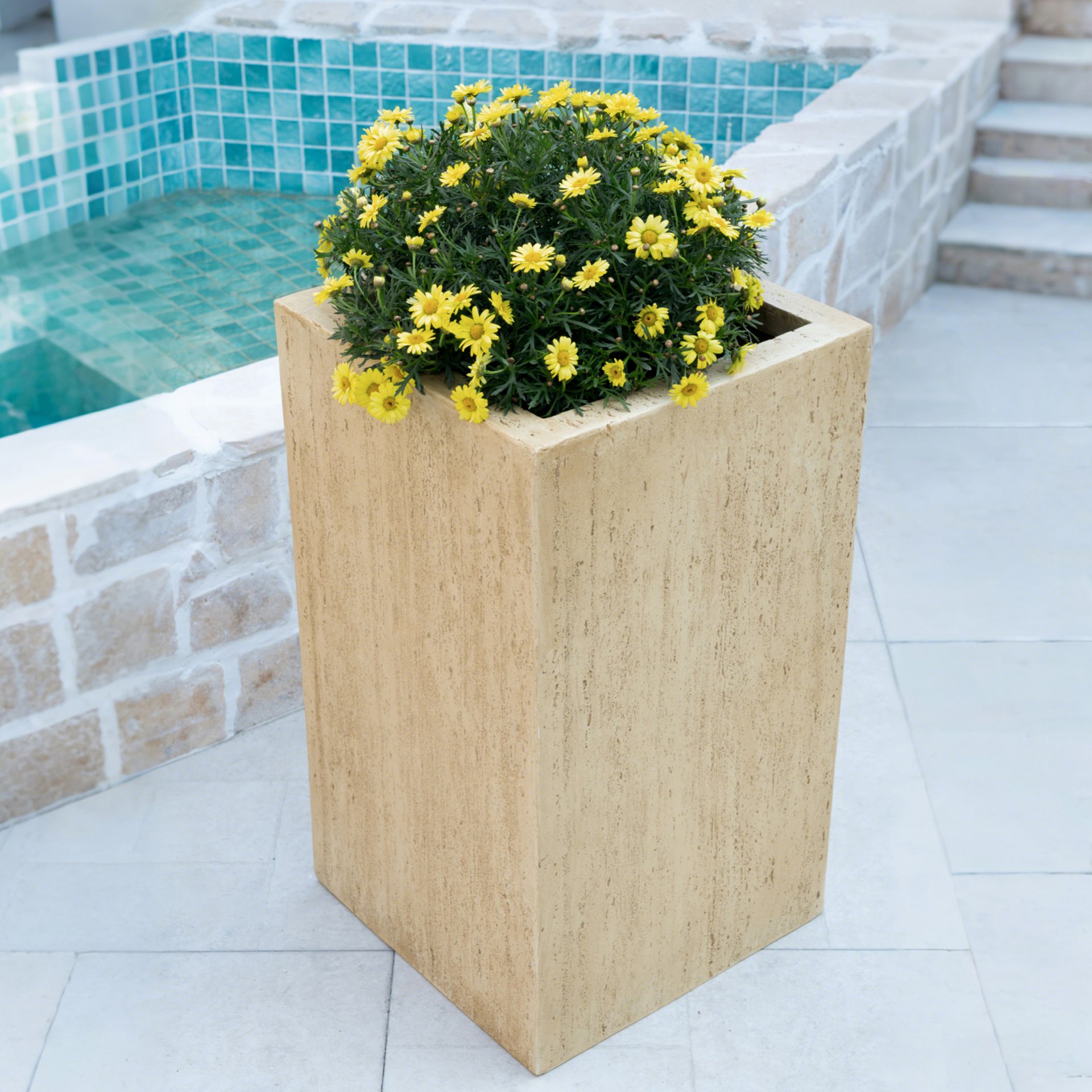 Handmade Planter Box, Travertine - Antique Brown - Image 4