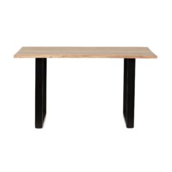Dining Table With Top And Iron Frame - Natural / Black